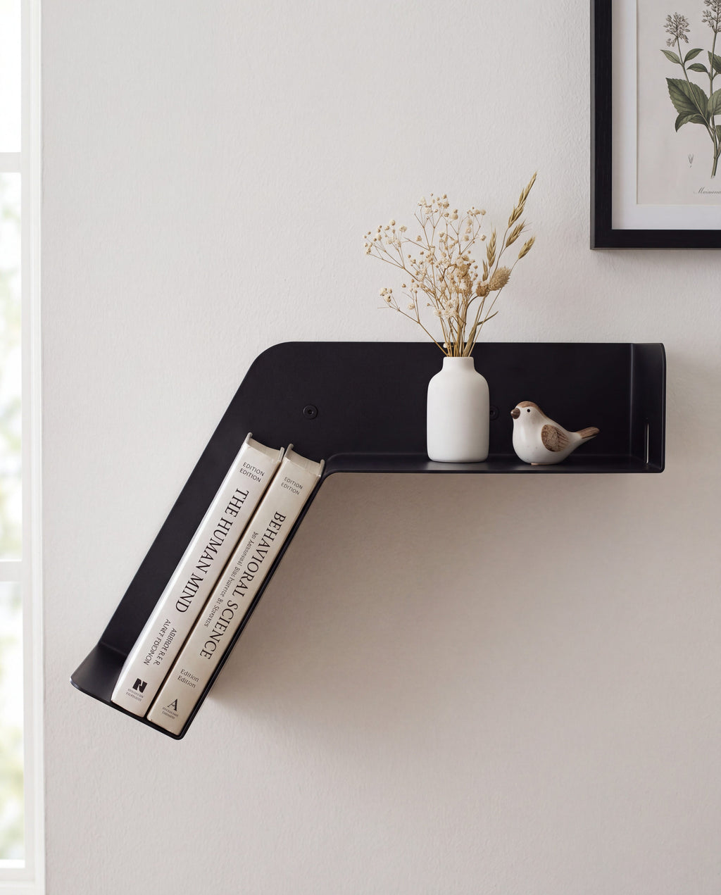Geometric Black Floating Wall Shelf