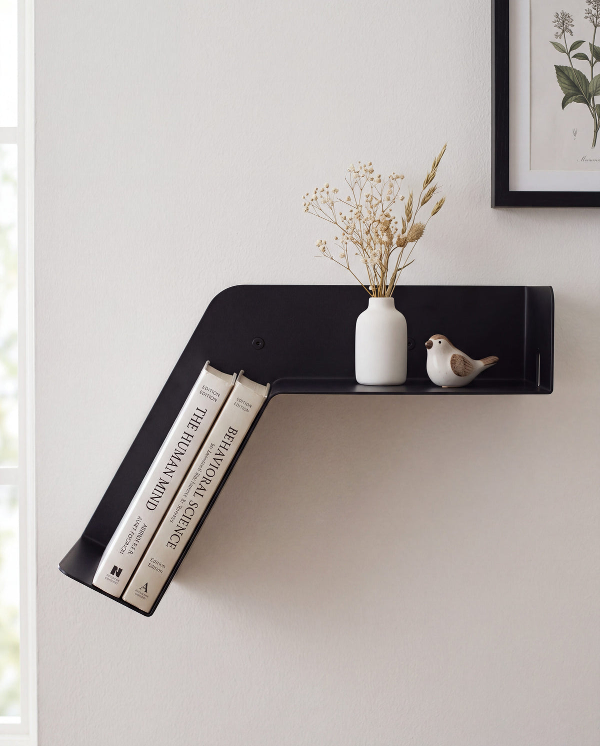 Geometric Black Floating Wall Shelf