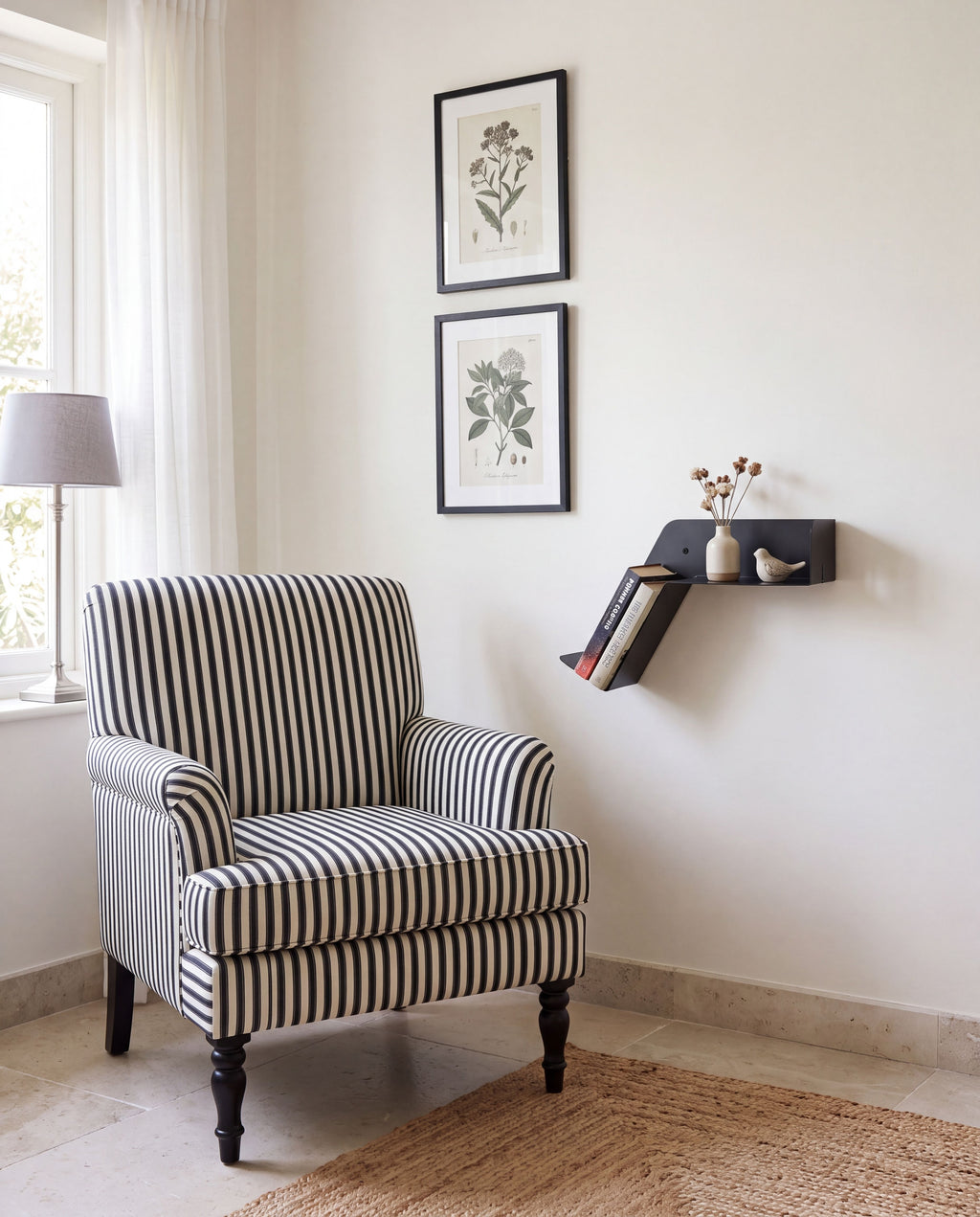Geometric Black Floating Wall Shelf