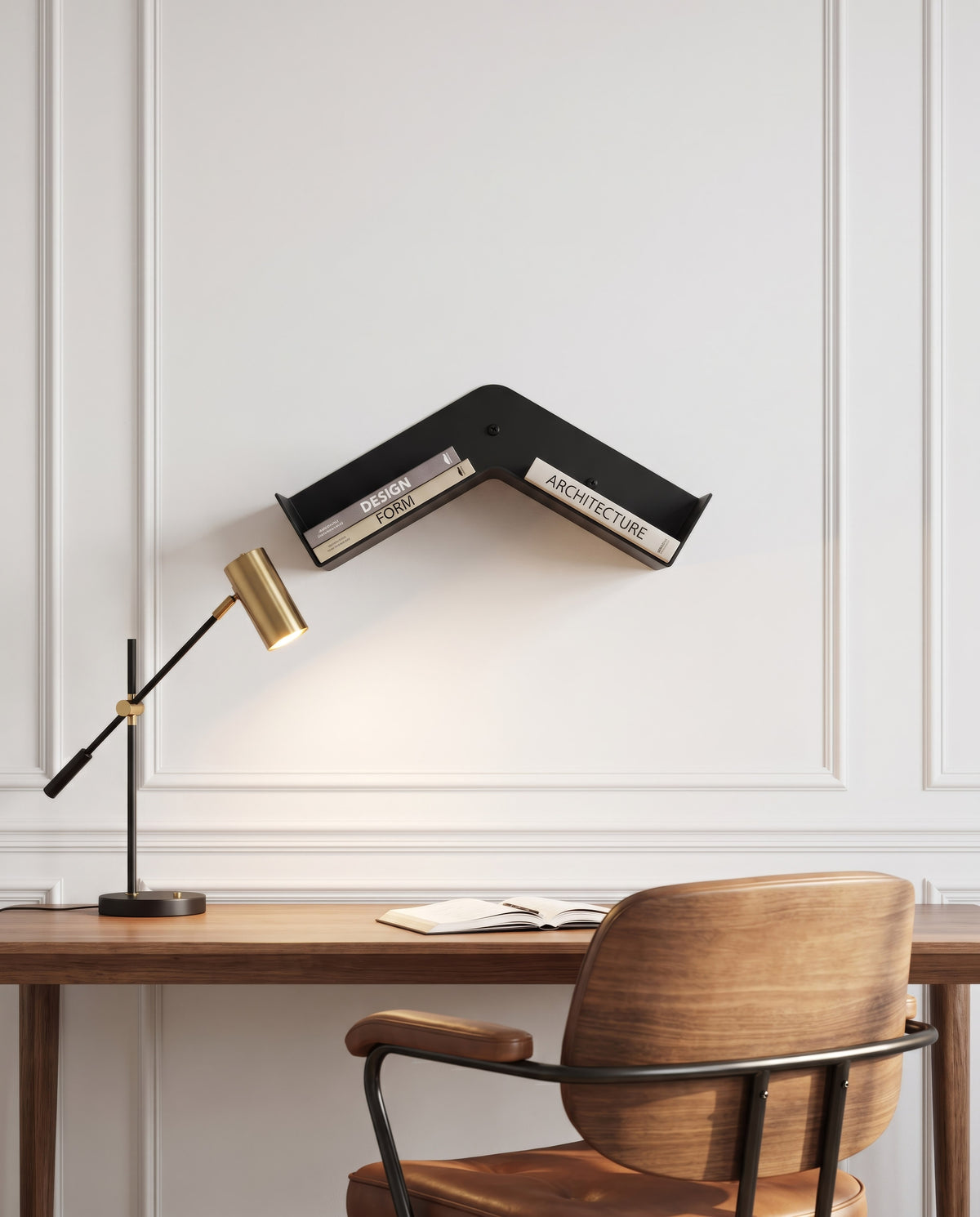 Geometric Black Floating Wall Shelf