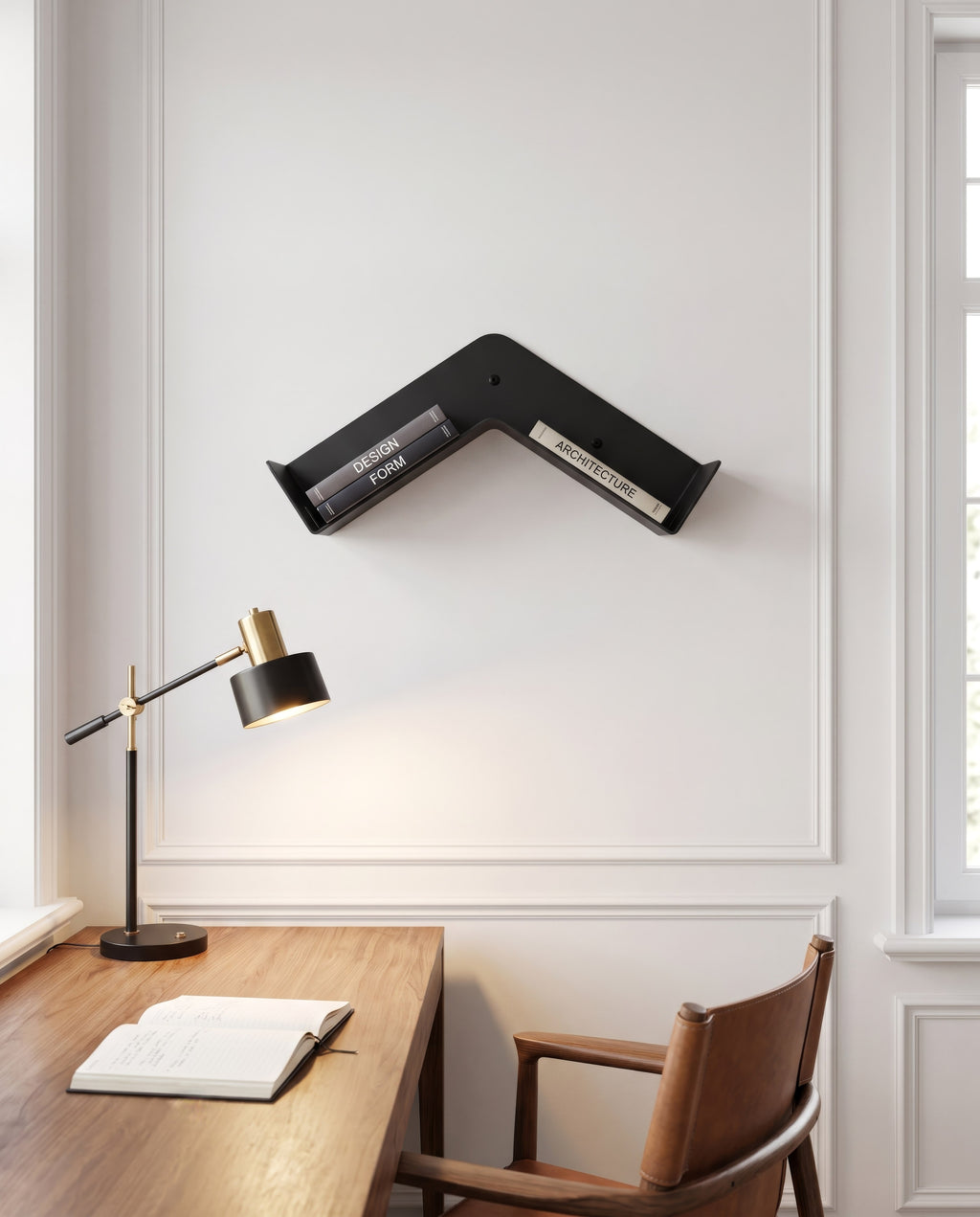 Geometric Black Floating Wall Shelf