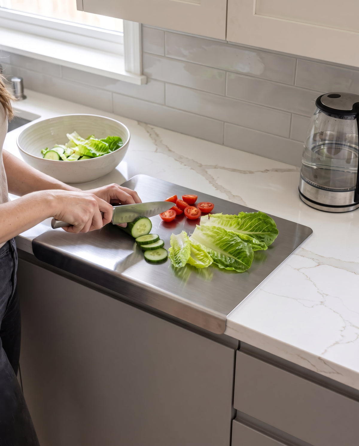 L-Shape Stainless Steel Chopping Board
