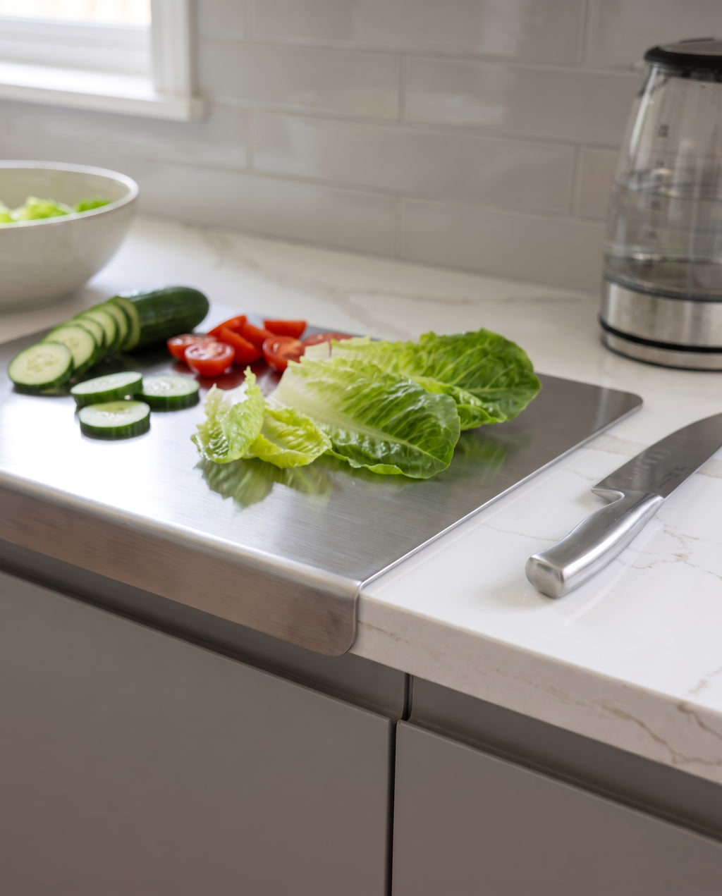 L-Shape Stainless Steel Chopping Board